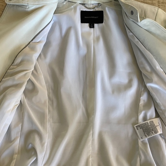 S: Leather Banana Republic Jacket Winter White Classic Elegant NWOT New! - Picture 5 of 10